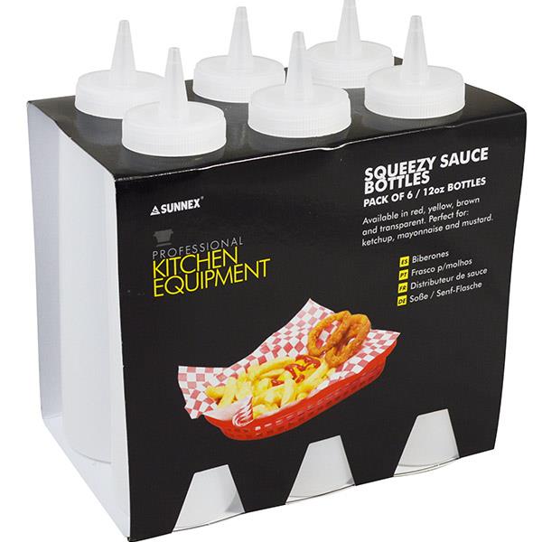 SAUCE BOTTLE CLEAR 12oz PACK 6