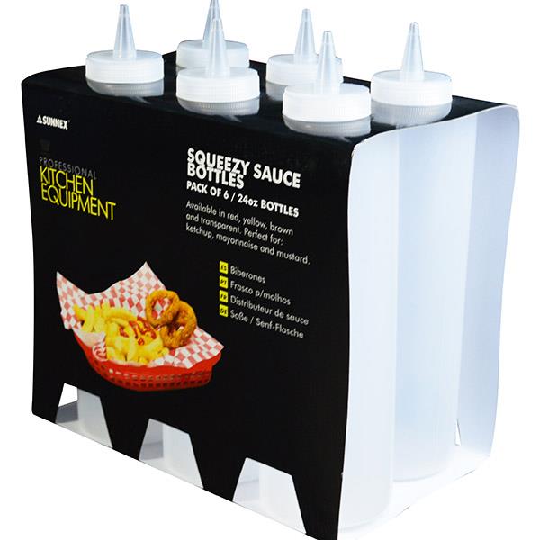 SAUCE BOTTLE CLEAR 24oz PACK 6