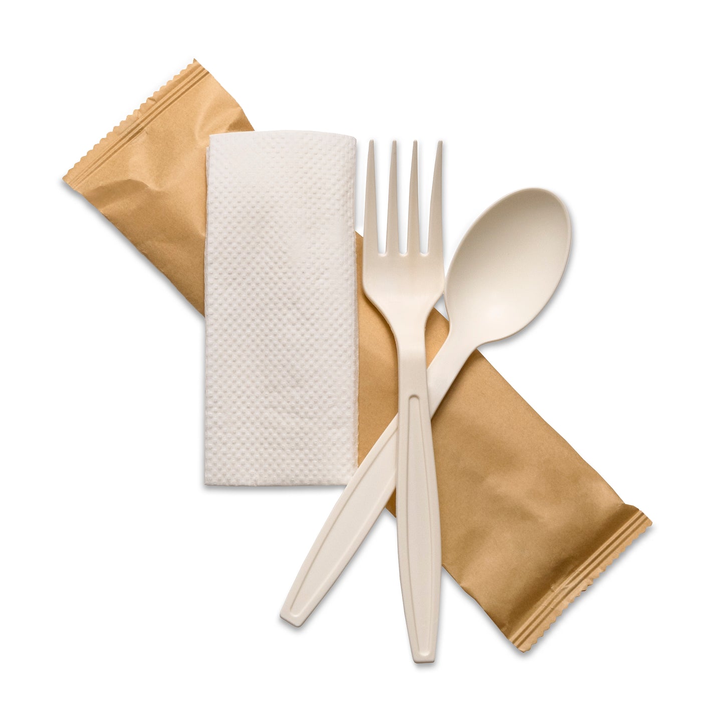 Natural Cornstarch 3in1 Fork+D/Spoon+2Ply Napkin