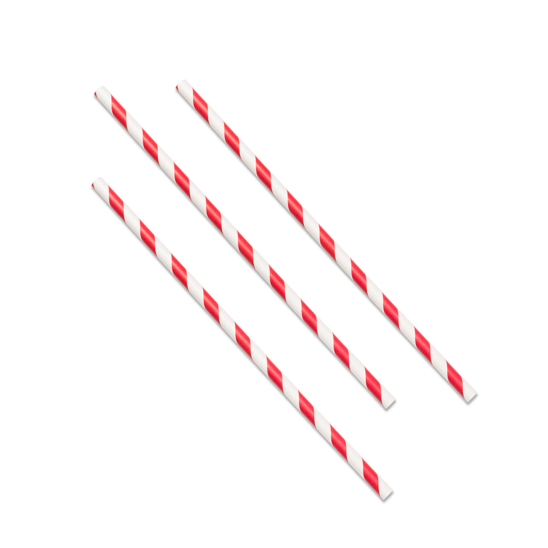 Straight Jumbo Straw Paper (200x6mm/8") Red Stripe