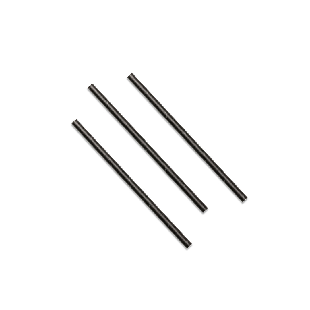 Straight Cocktail Straw Paper (140x6mm/5.5") Black