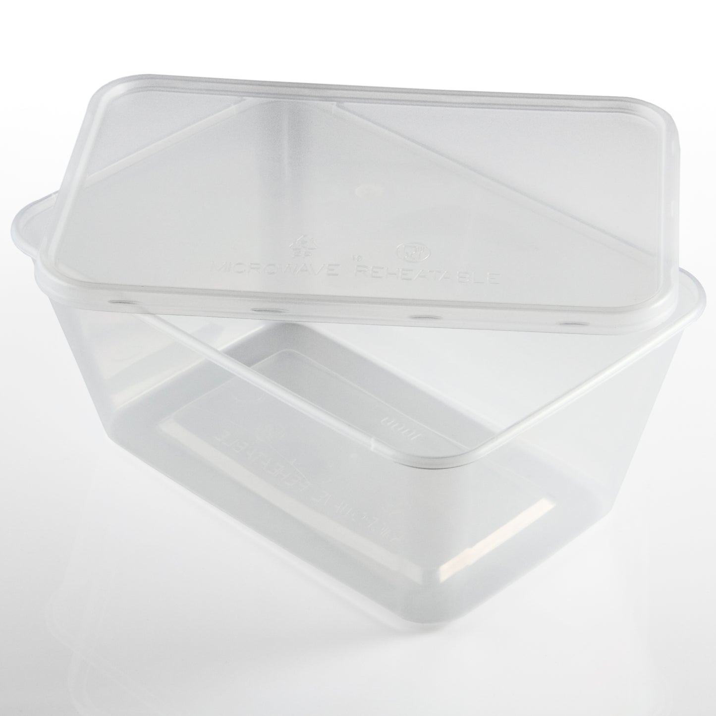 Standard Microwave Container Rectangle PP (1000ml/35oz) Clear