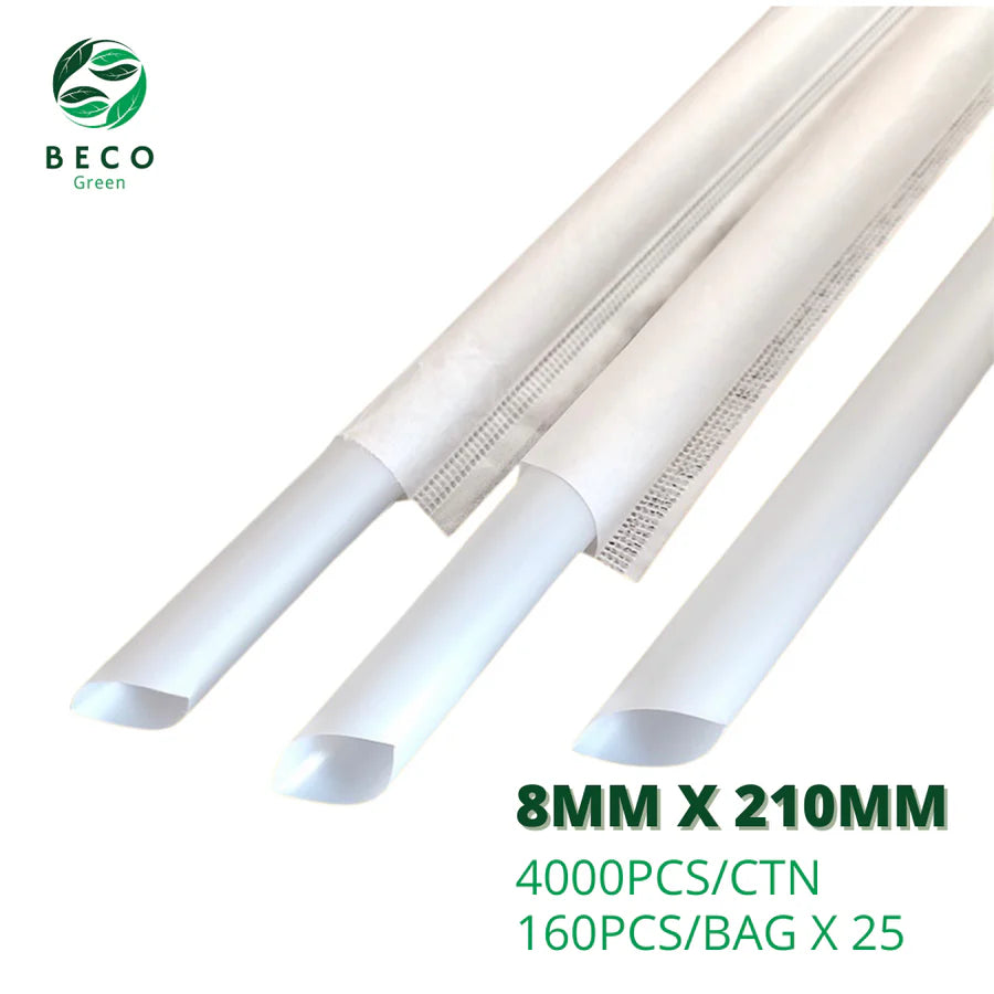 Sugar Cane Bagasse Bubble tea Straws Wrapped 12mm