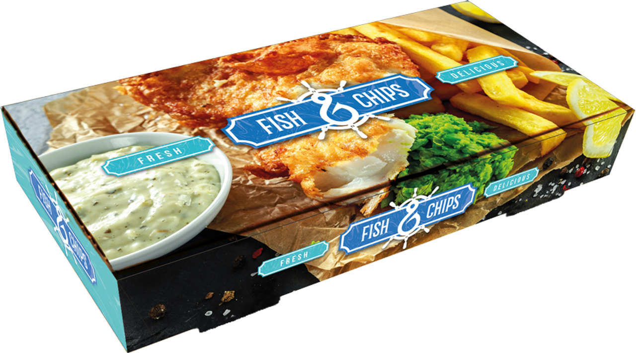 Small Cardboard Fish & Chips Boxes 9"