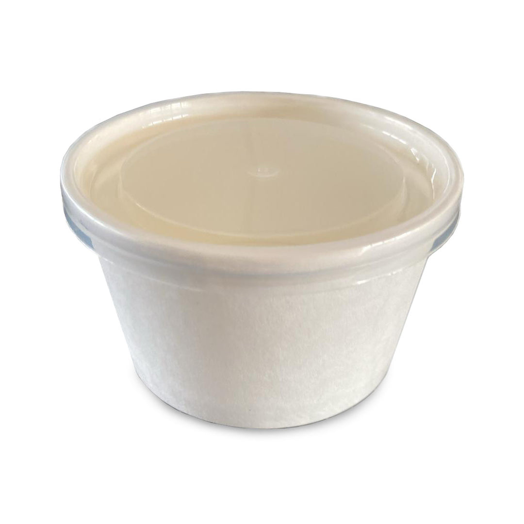 Round Paper Container+ PP Lid (207ml/7oz) White