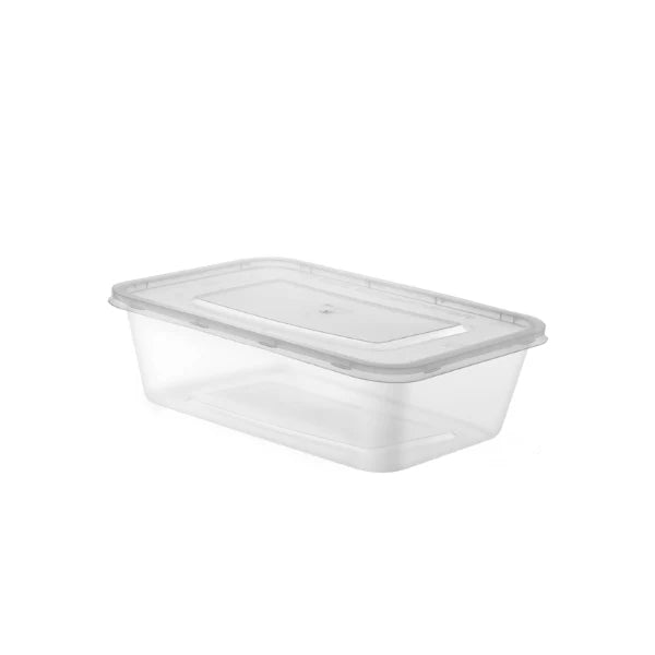 Heavy Duty Microwave Container Rectangle HD PP (500ml/18oz) Clear
