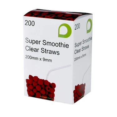 9mm x 200mm Clear Super smoothie straws