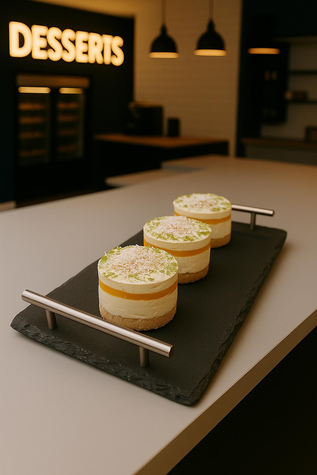 Mango, Lime & Coconut Mini Cheese Cakes