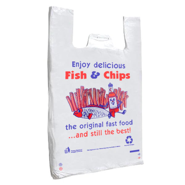 (11 X 16 X 19") WHITE "FISH AND CHIP" 12mu