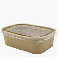 Rectangle Container with Paper Lid (500ml/18oz) Brown