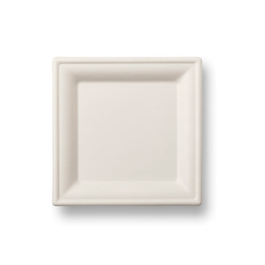 Bagasse Plate Square (160mm/6") White