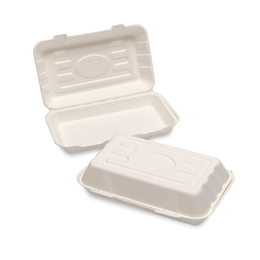 Bagasse F+C Box (250x155x60mm/10x6x2.5") Medium White (HB10)