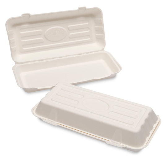 Bagasse F+C Box (324x155x60mm/12.75x6x2.5”) Large White
