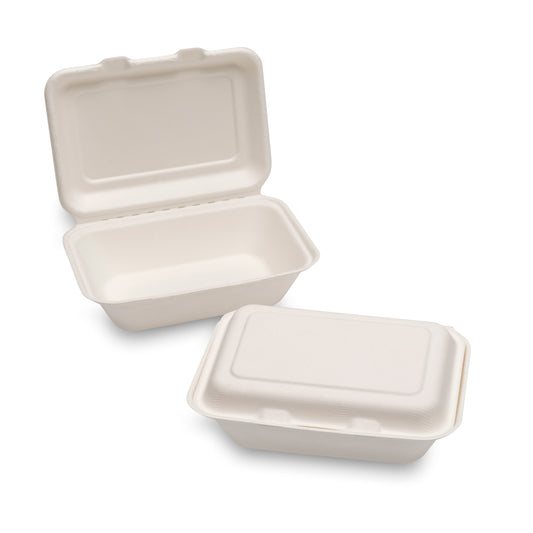 Bagasse Lunch Box (185x134x65mm/7.5x5x2.5") White