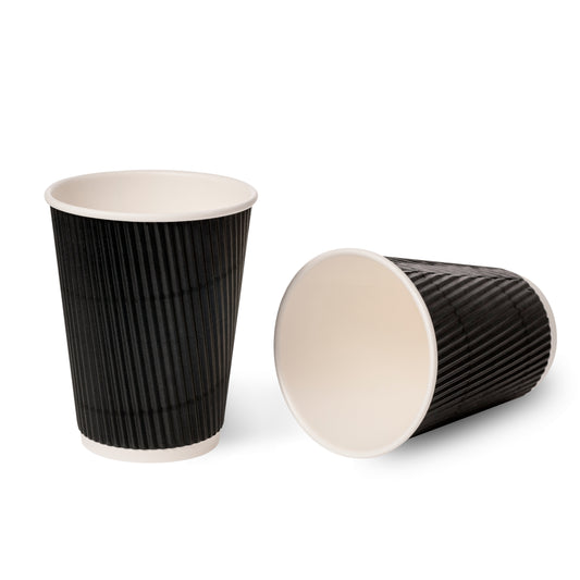 Triple Wall (Ripple) Hot Drink Cup (340ml/12oz) Black