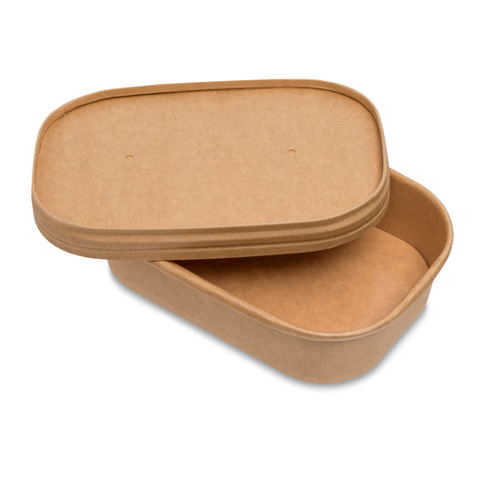 Rectangle Container with Paper Lid (500ml/18oz) Brown