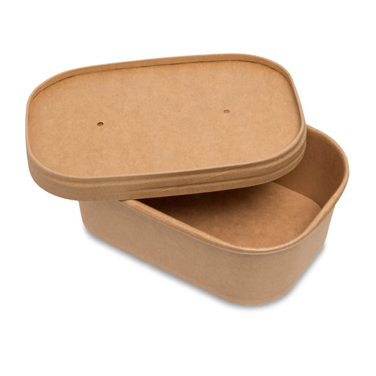 Rectangle Container with Paper Lid (750ml/26oz) Brown