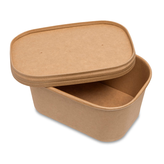 Rectangle Container with Paper Lid (1000ml/35oz) Brown
