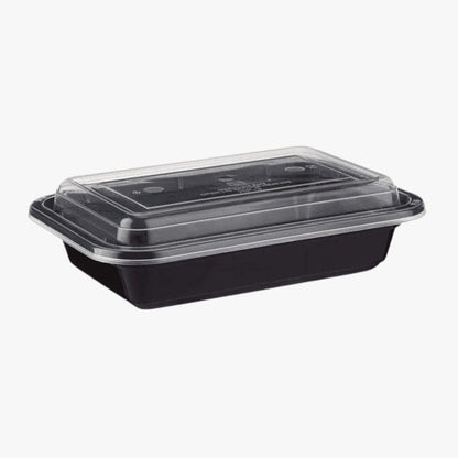 Microwave Container Rectangle PP (681ml/24oz)Black Base/Lid