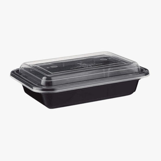 Microwave Cont Rectangle PP (1079ml/38oz)Black Base/Lid