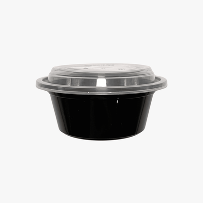Microwave Container Round PP (340ml/12oz)Black Base/Lid