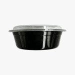 Microwave Container Round PP (1363ml/48oz)Black Base/Lid
