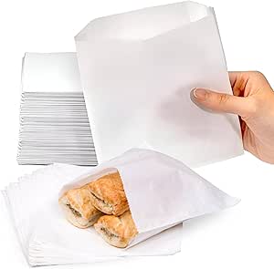 6"x 5" White Greaseproof Bags