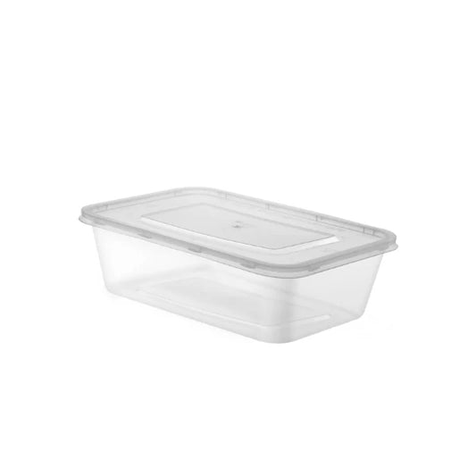 Heavy Duty Microwave Container Rectangle HD PP (500ml/18oz) Clear