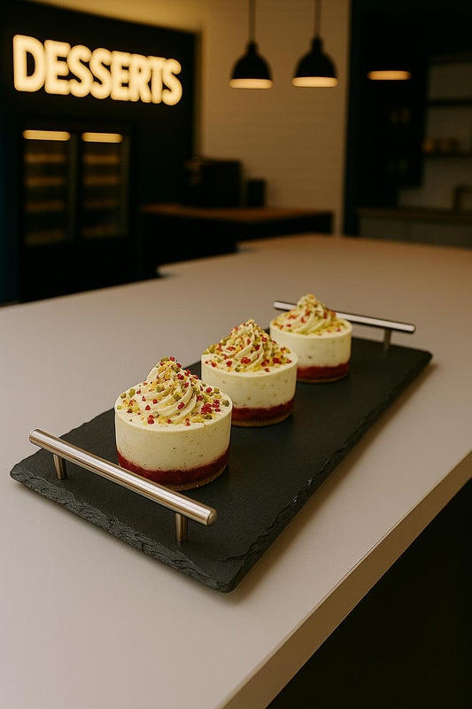 Raspberry & Pistachio Mini Cheese Cakes