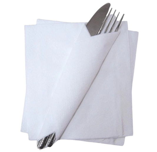 30cm Takeaway White Soft Serviettes 1Ply