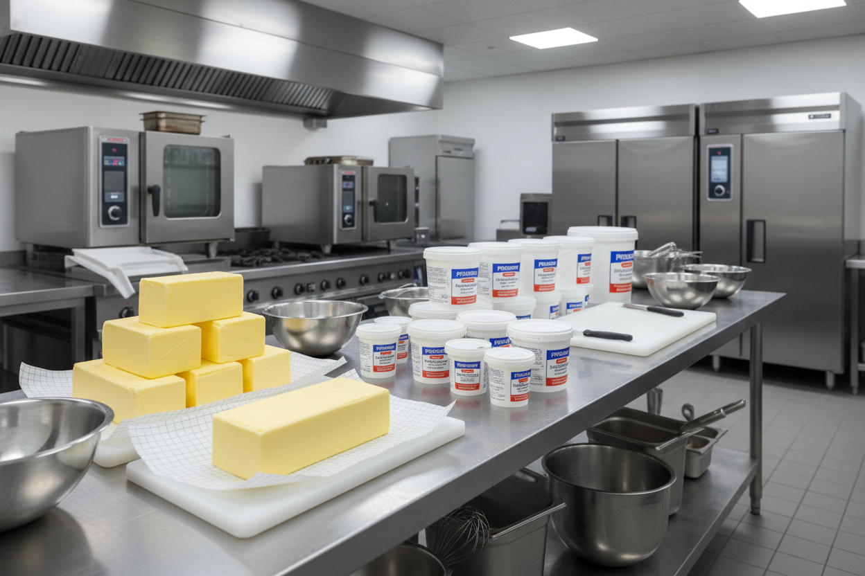 butter and margaring in a commercial kitchen environment 