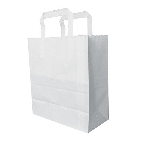Medium White Ext Handle Paper Bag (220x100x240mm/9x4x9")