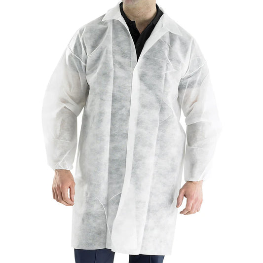 Disposable Visitors Coat White (Velcro Fastening)