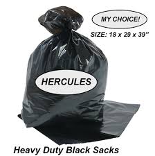 'Hercules' Extra Heavy Duty Black Refuse Sacks 180g