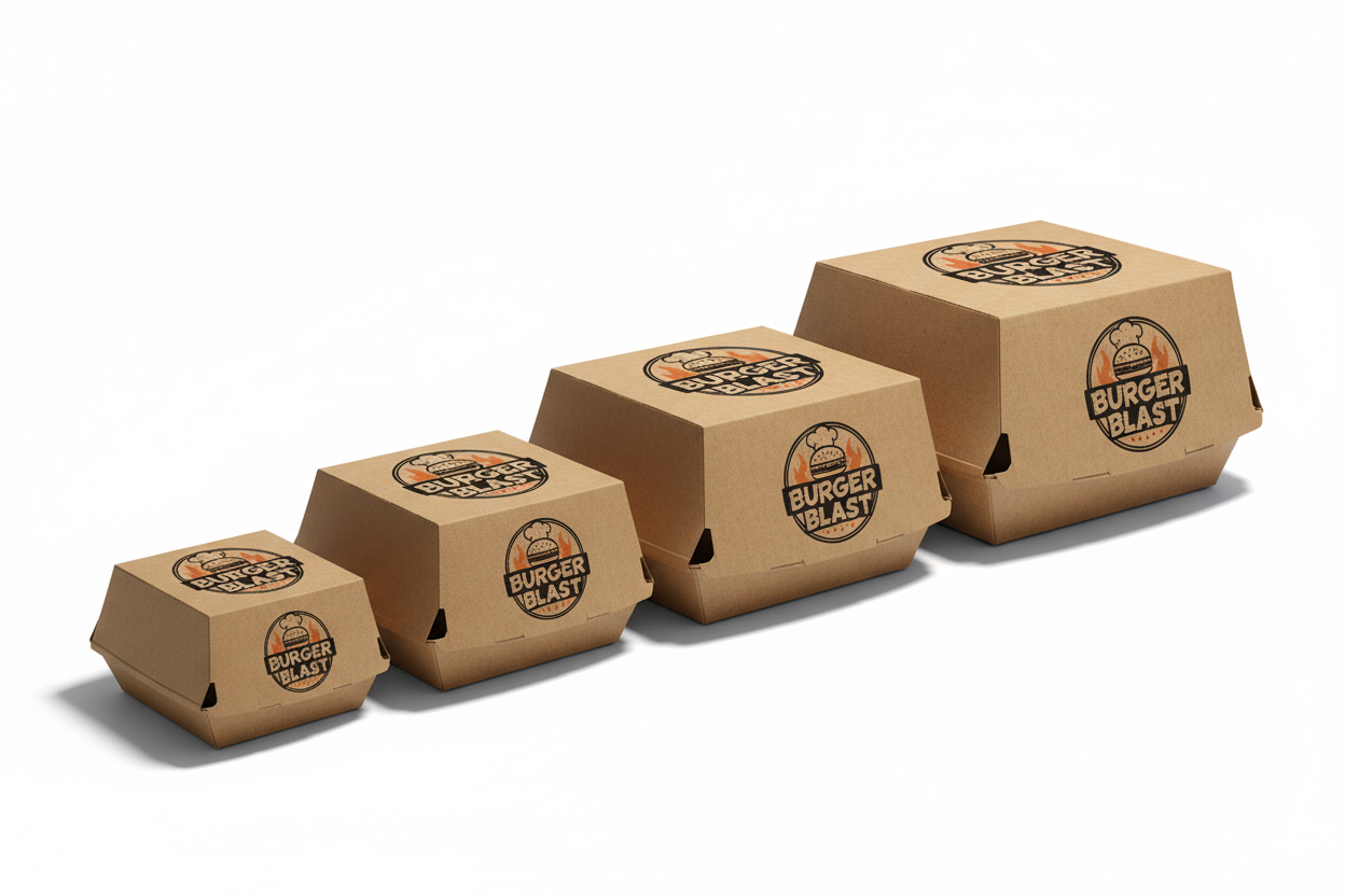 printed carboard burger boxes various sizes