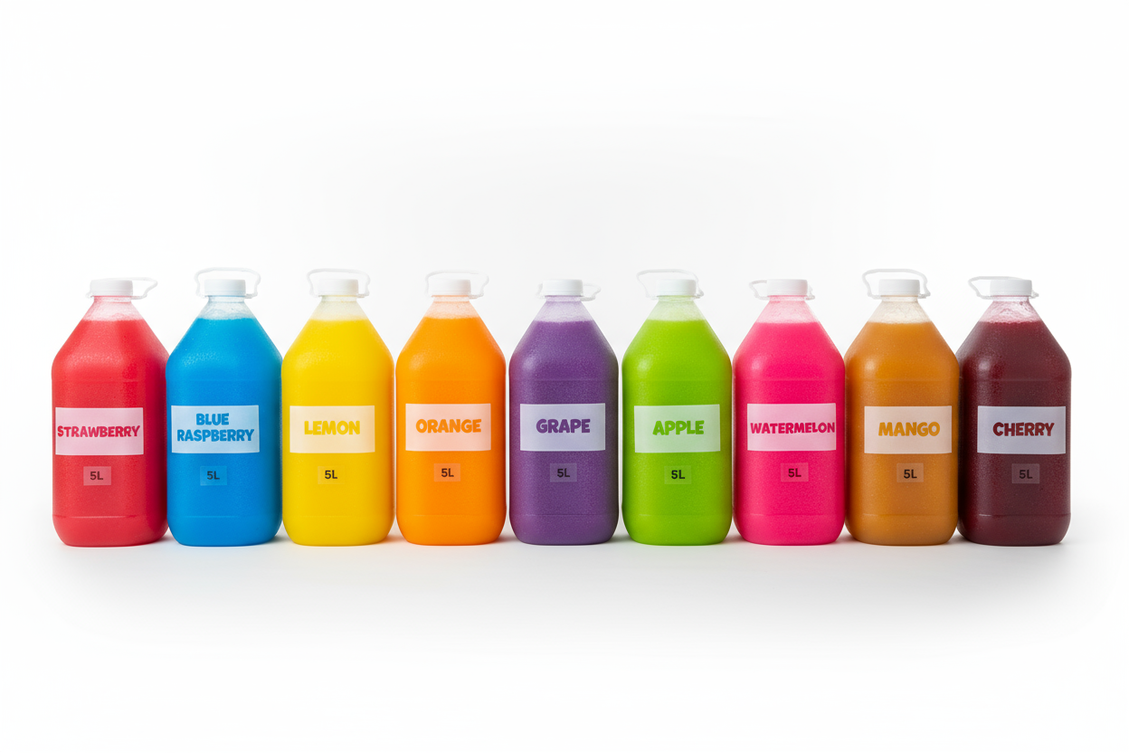 slush juices 5ltr in 9 different flavours